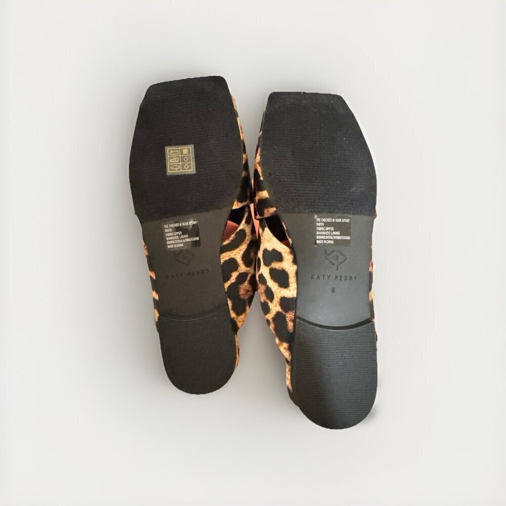 Katy Perry The Checked In Slide Sandal Leopard Print Satin 5 NIB - Picture 4 of 5